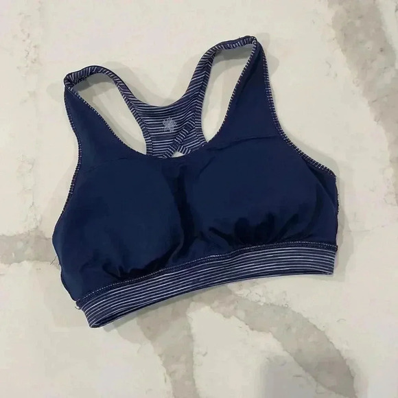 Tek Gear Padded Sports Bra Blue Medium Support Keyhole Back Womens Small Workout - Picture 3 of 5